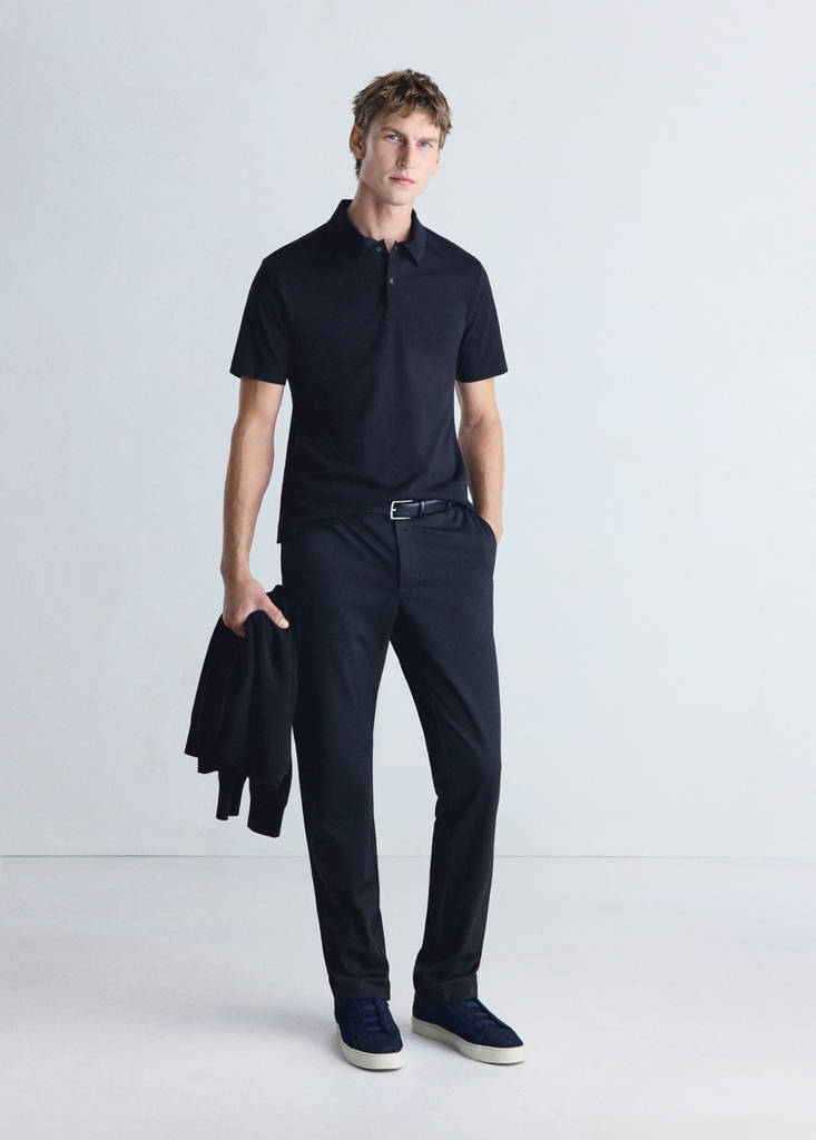 Spodnie slim fit z termoregulującej mieszanki wełny granatowy - Mężczyzna - 48 - MANGO MAN