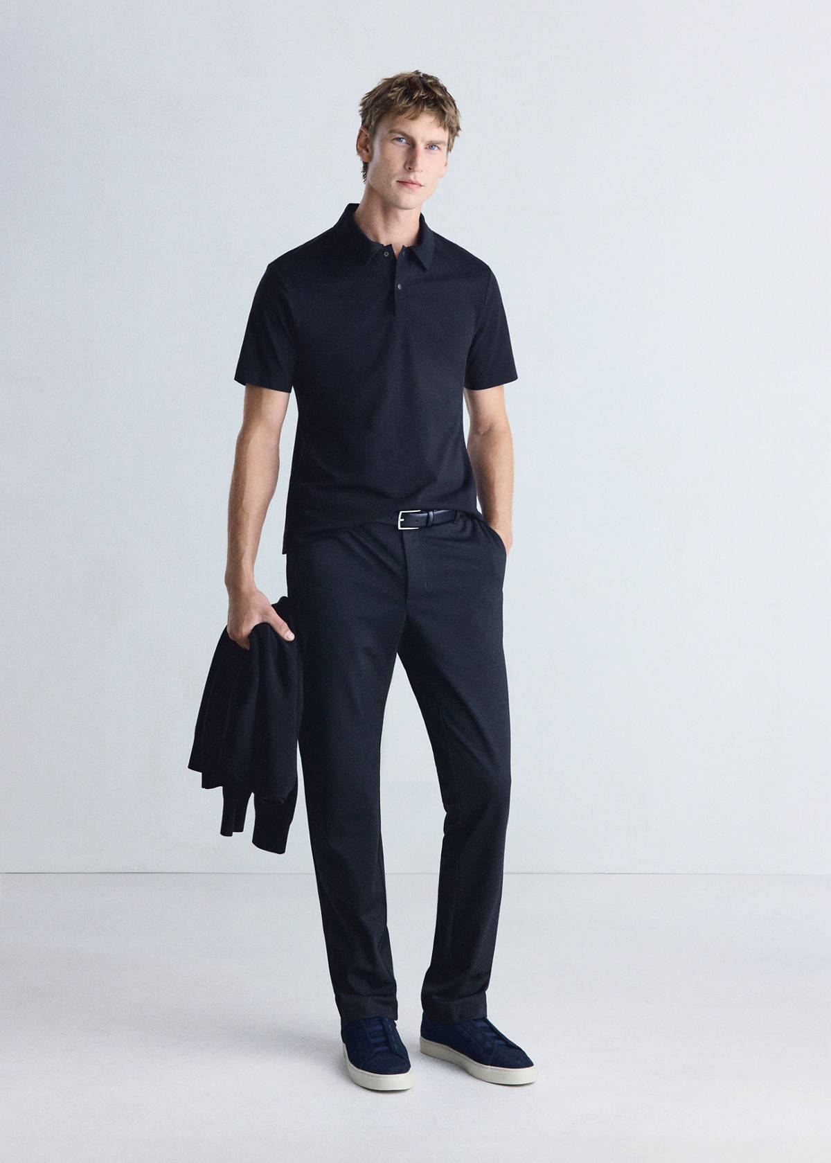 Slim-fit thermoregulating wool-blend trousers