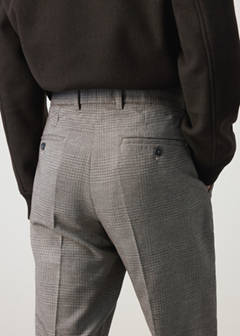 Wool-blend checked regular-fit trousers — Beige 6