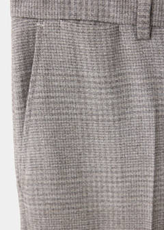 Wool-blend checked regular-fit trousers — Beige 9