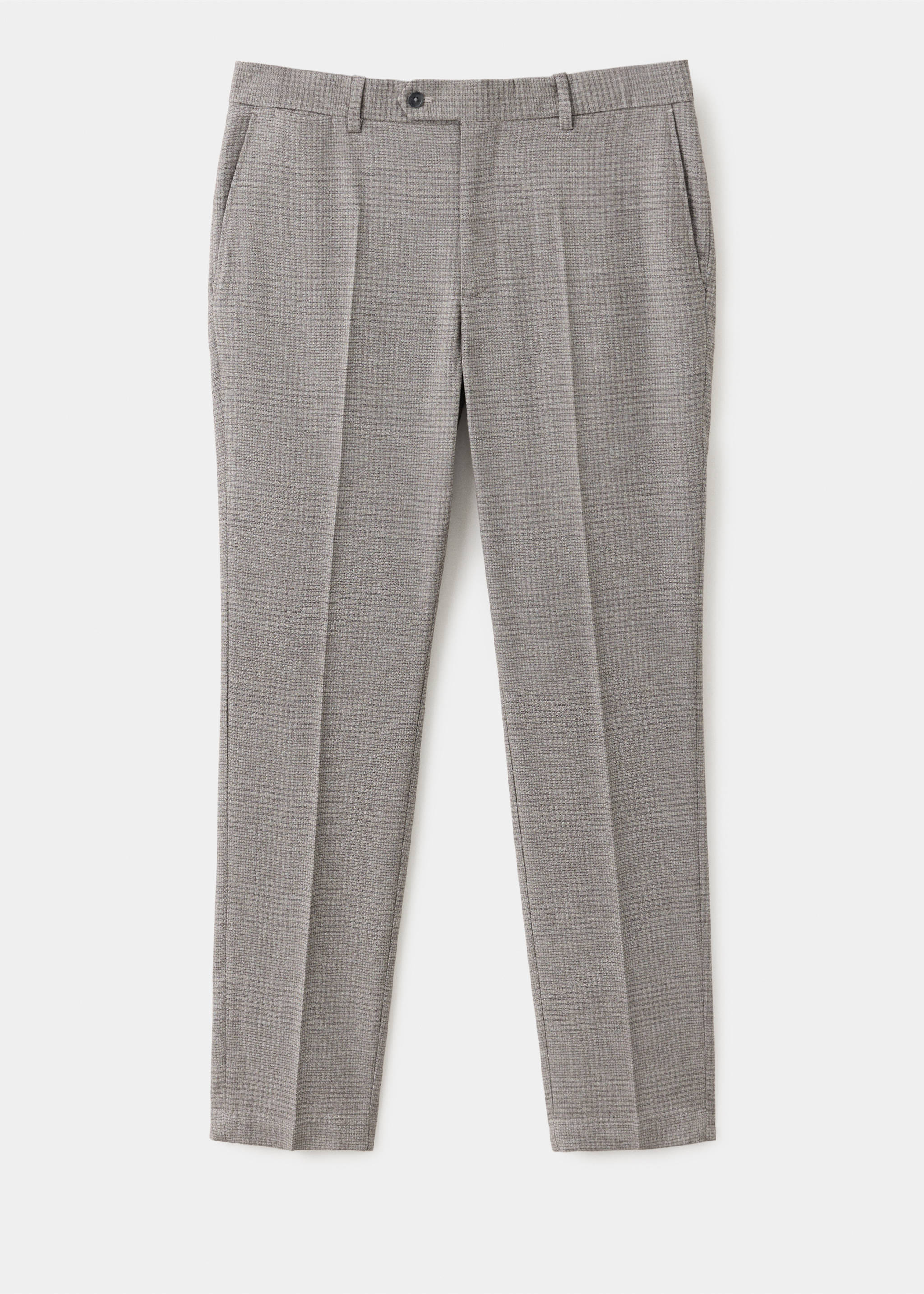 Grey check trousers with belt loops and pressed creases., Beige. Ref: 37007890-00.
