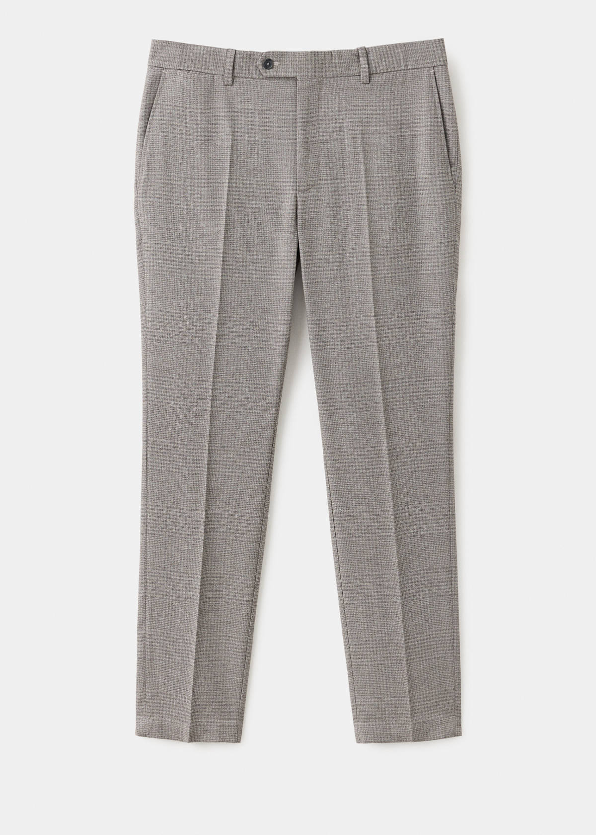 Wool-blend checked regular-fit trousers — Beige