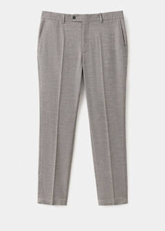 Wool-blend checked regular-fit trousers — Beige 7