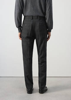 Wool-blend checked regular-fit trousers — Dark Heather Grey 3