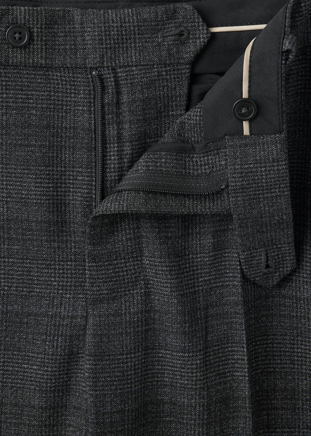 Wool-blend checked regular-fit trousers — Dark Heather Grey