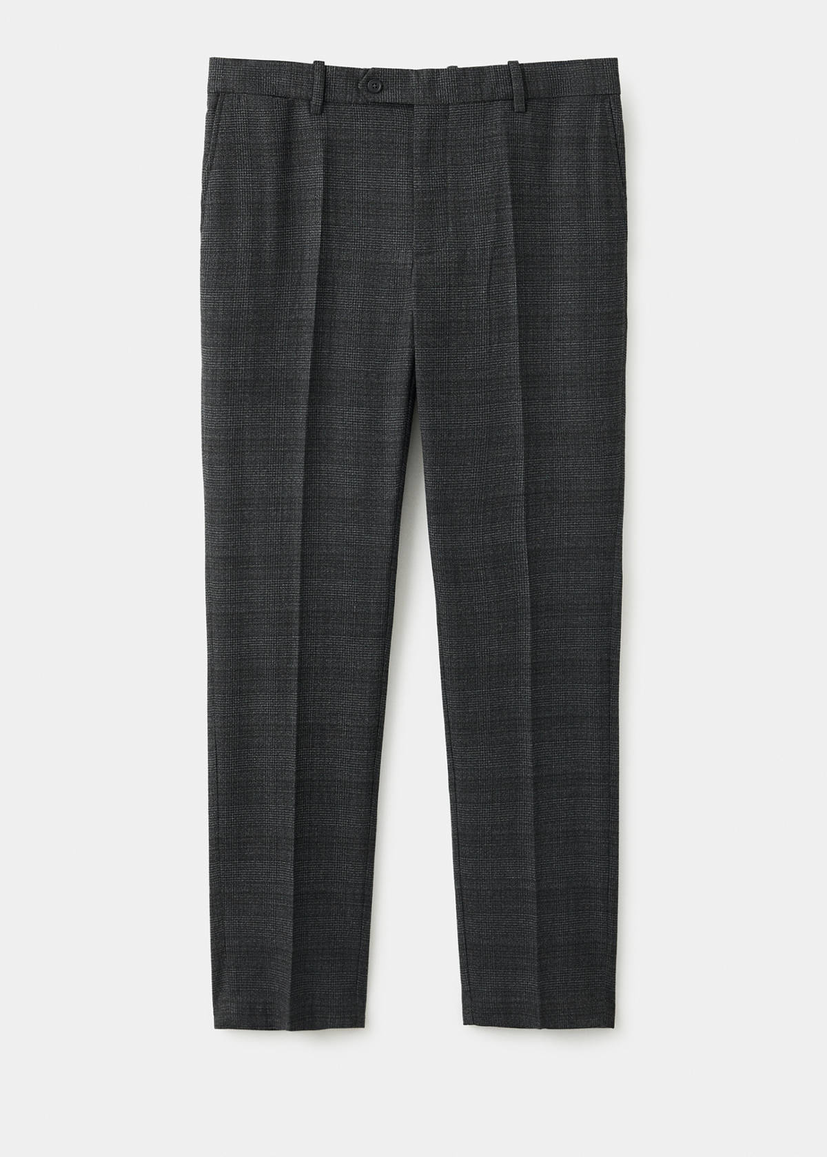 Wool-blend checked regular-fit trousers — Dark Heather Grey