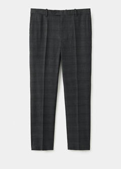 Wool-blend checked regular-fit trousers — Dark Heather Grey 7