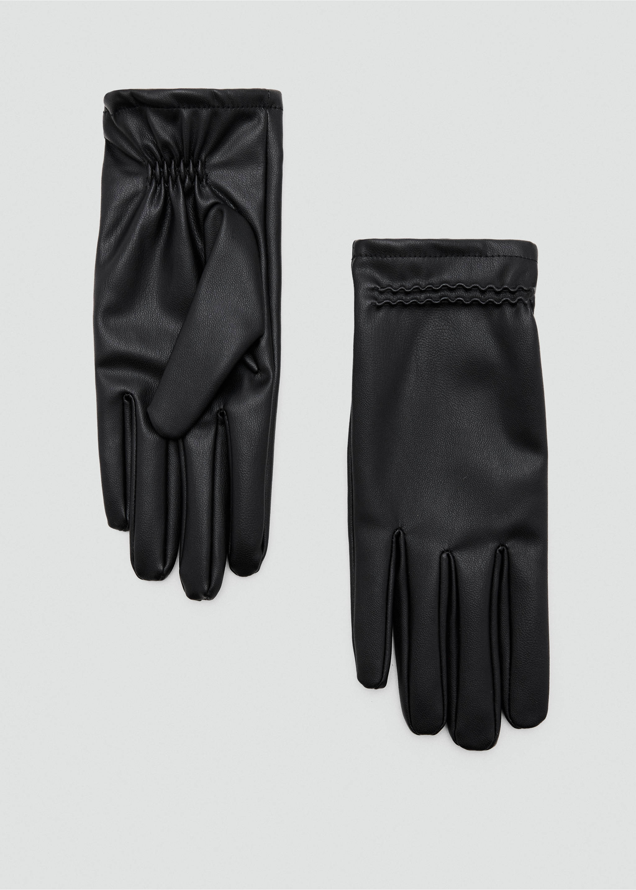 Handschuhe mit gerafftem Detail - Artikel ohne Model, Schwarz. Ref: 37007913-00.