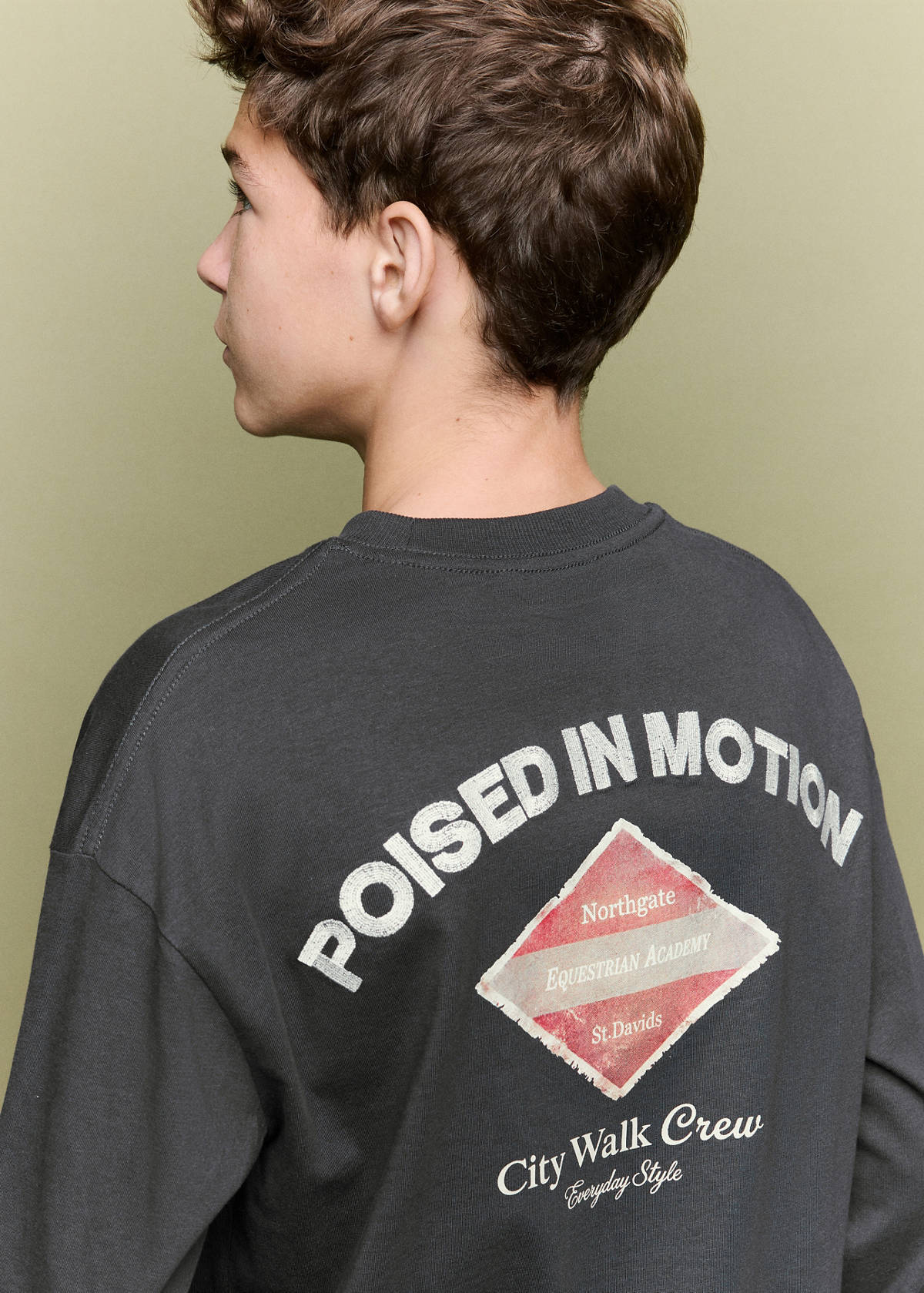 T-shirt with print details — Charcoal