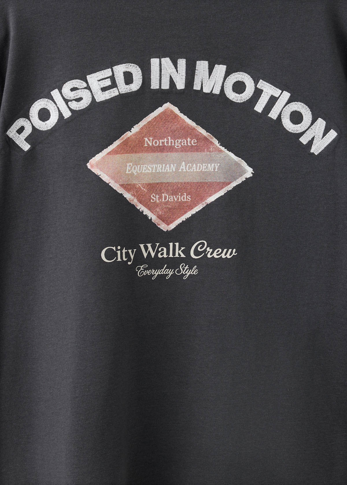 T-shirt with print details — Charcoal