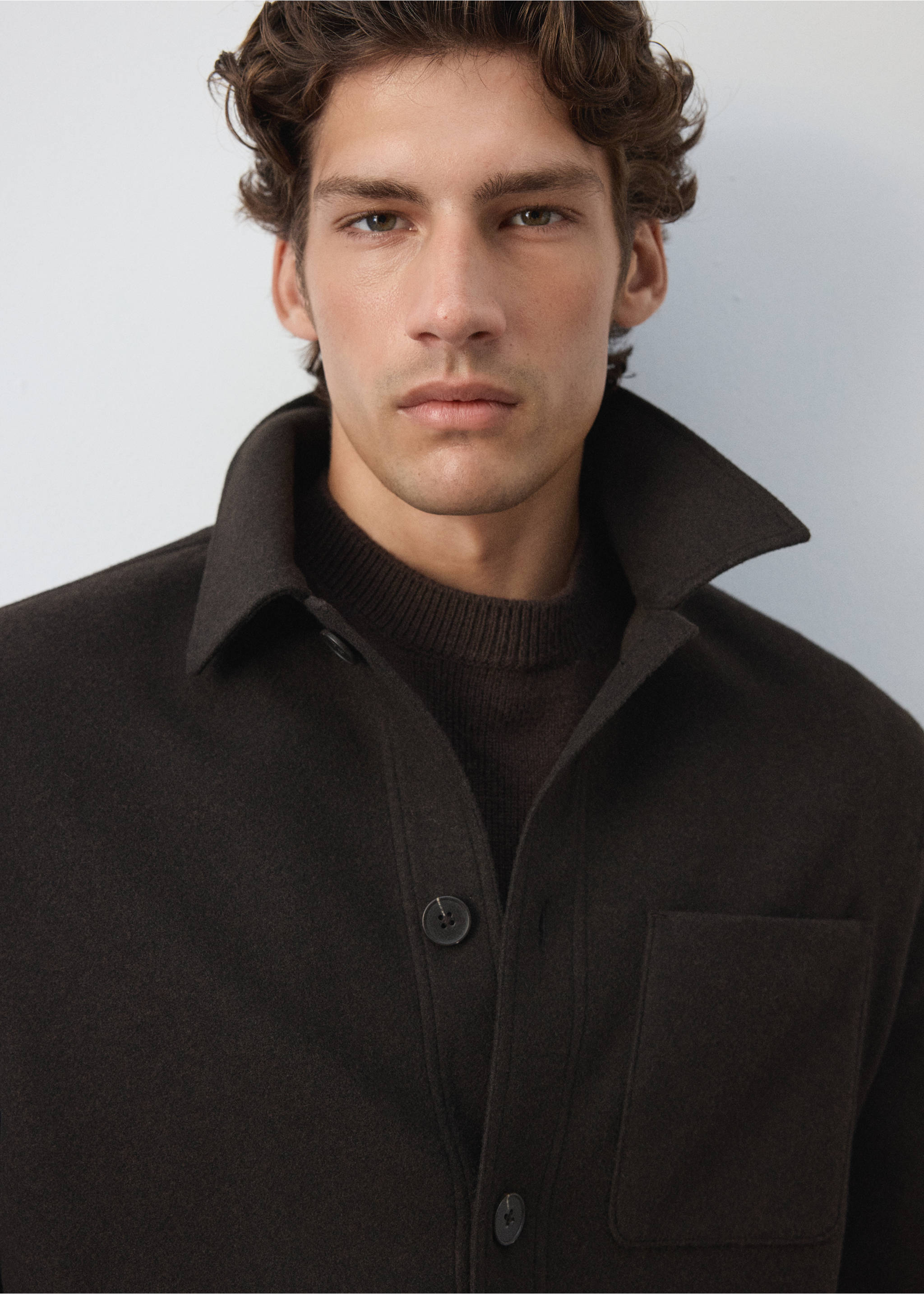 Regular-Fit-Overshirt aus Flanell - Detail des Artikels 1, Kaffeebraun. Ref: 37007917-00.