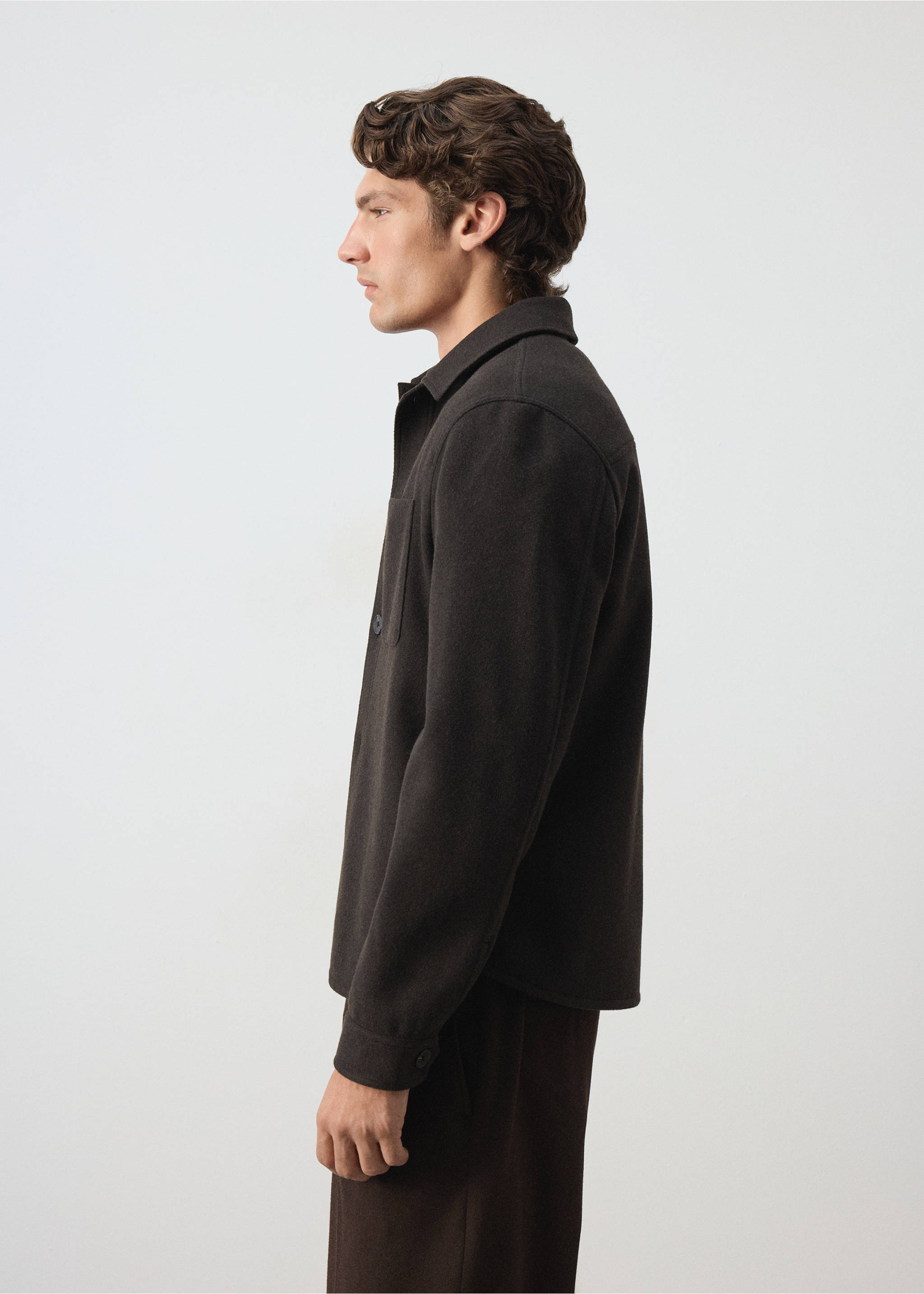 Regular-Fit-Overshirt aus Flanell - Detail des Artikels 2, Kaffeebraun. Ref: 37007917-00.