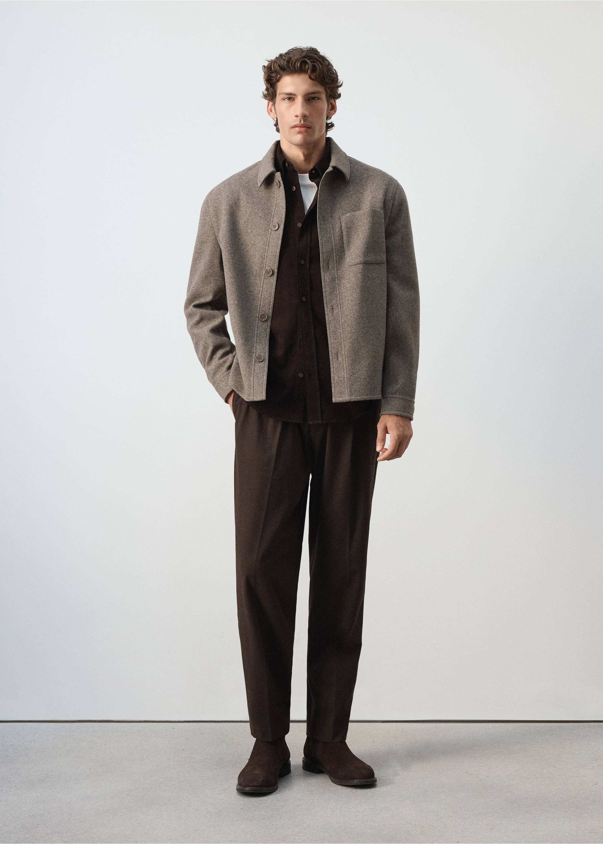 Regular-Fit-Overshirt aus Flanell - Allgemeine Ansicht, Mittelbraun. Ref: 37007917-00.