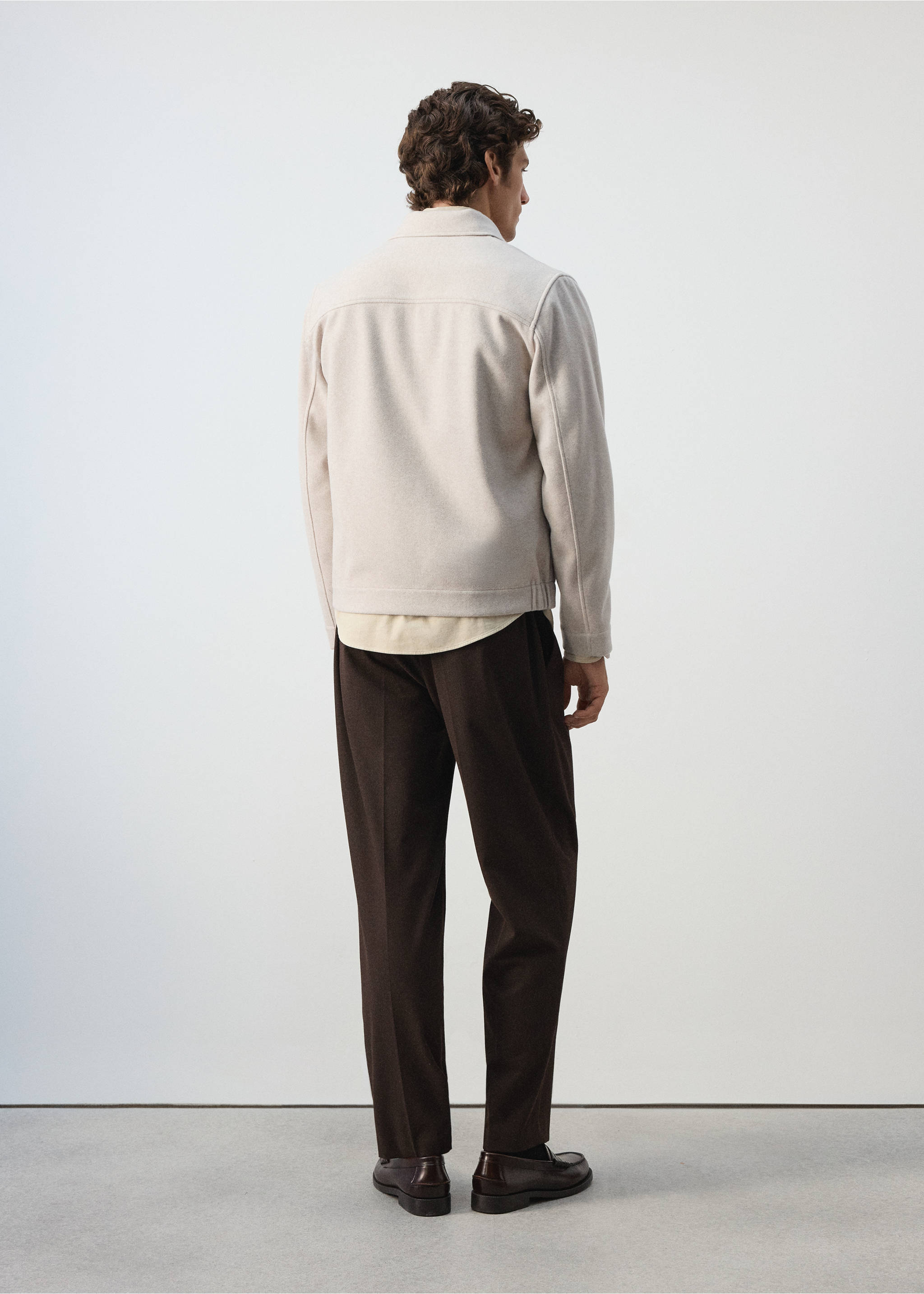 Jacke aus Wollstoff mit Reißverschluss - Rückseite des Artikels, Beige. Ref: 37007919-00.