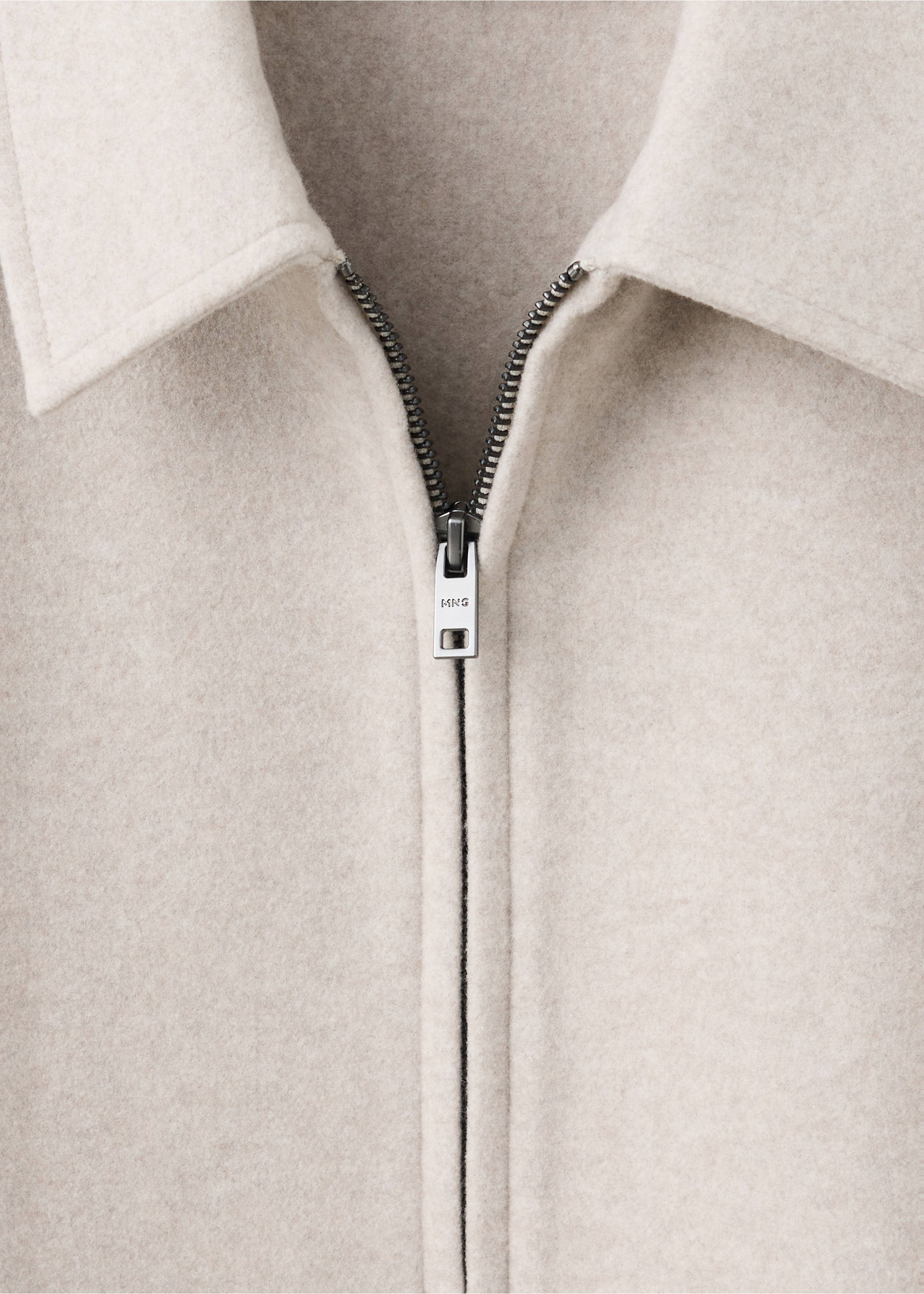 Zip-up cloth jacket - Details of the article 8, Beige. Ref: 37007919-00.