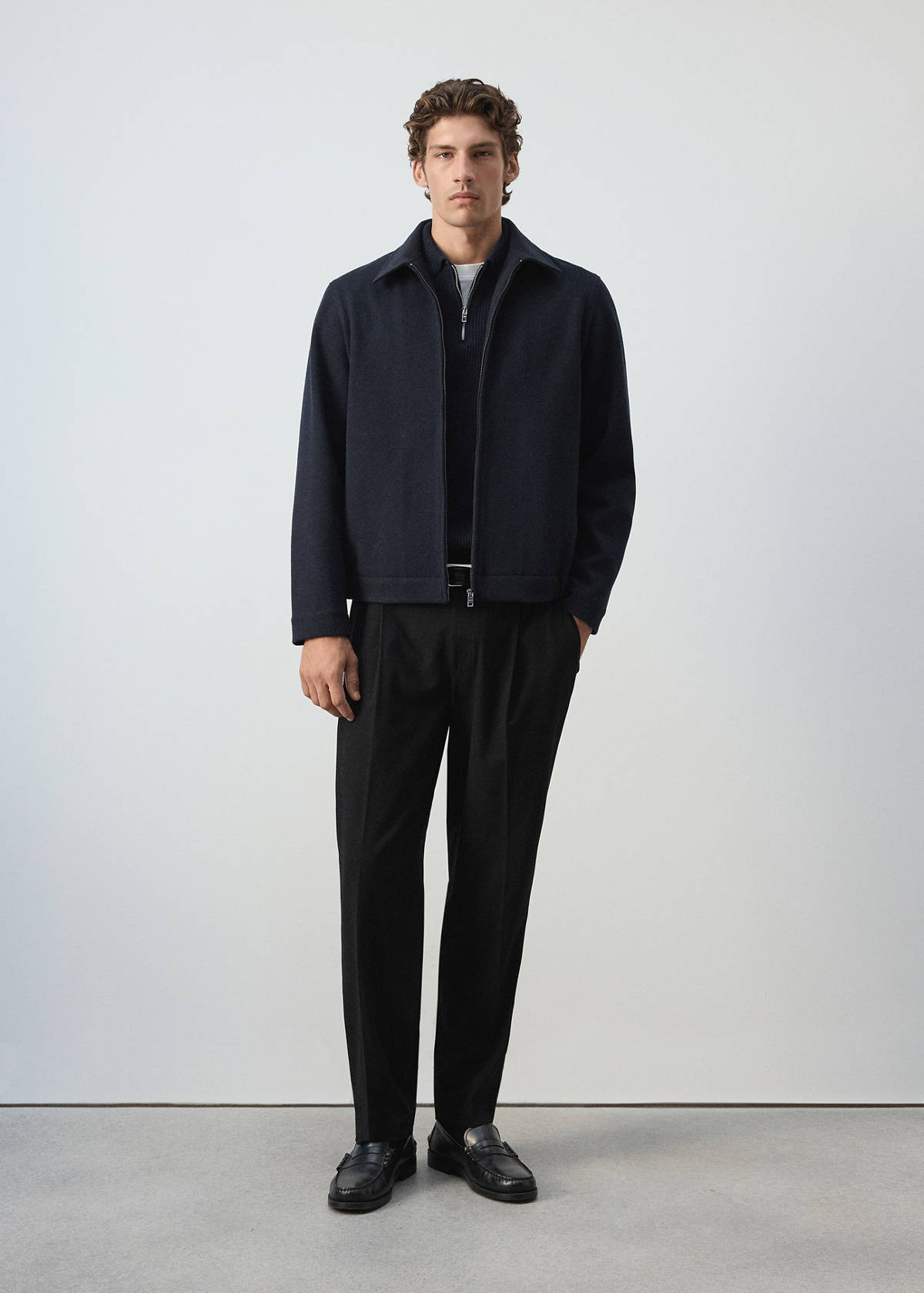 Zip-up cloth jacket — Navy