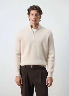 Ribbed sweater with zip — Ice Grey 1