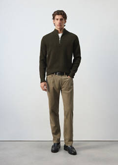 Ribbed sweater with zip — Khaki 2