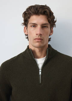 Ribbed sweater with zip — Khaki 4