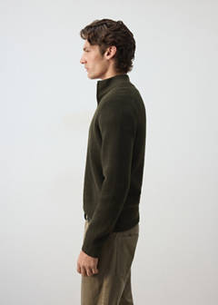 Ribbed sweater with zip — Khaki 5