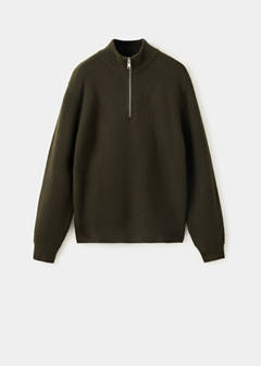 Ribbed sweater with zip — Khaki 6