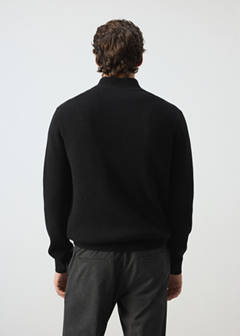 Ribbed sweater with zip — Black 3