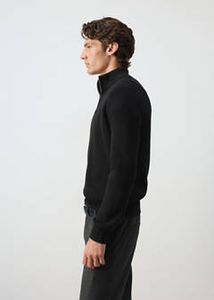 Ribbed sweater with zip — Black 5