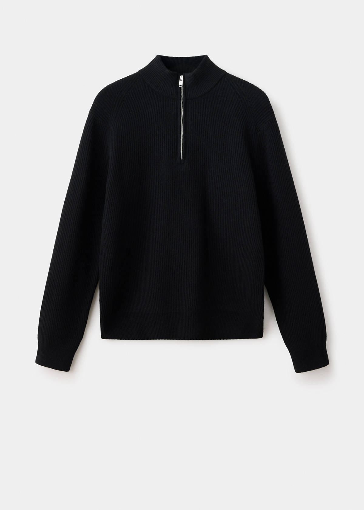 Ribbed sweater with zip — Black