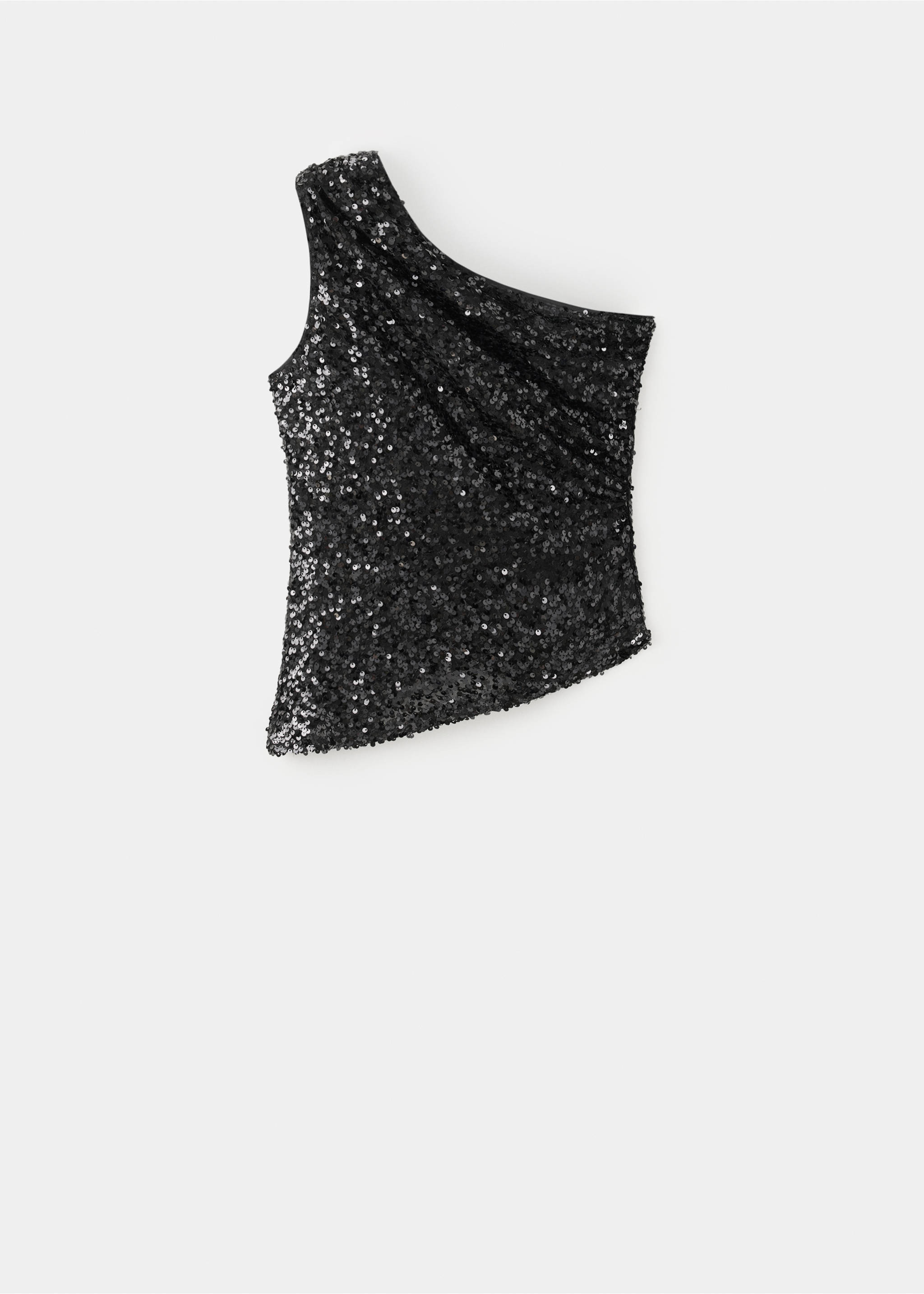 Asymmetric sequin top - Article without model, Black. Ref: 37007933-00.