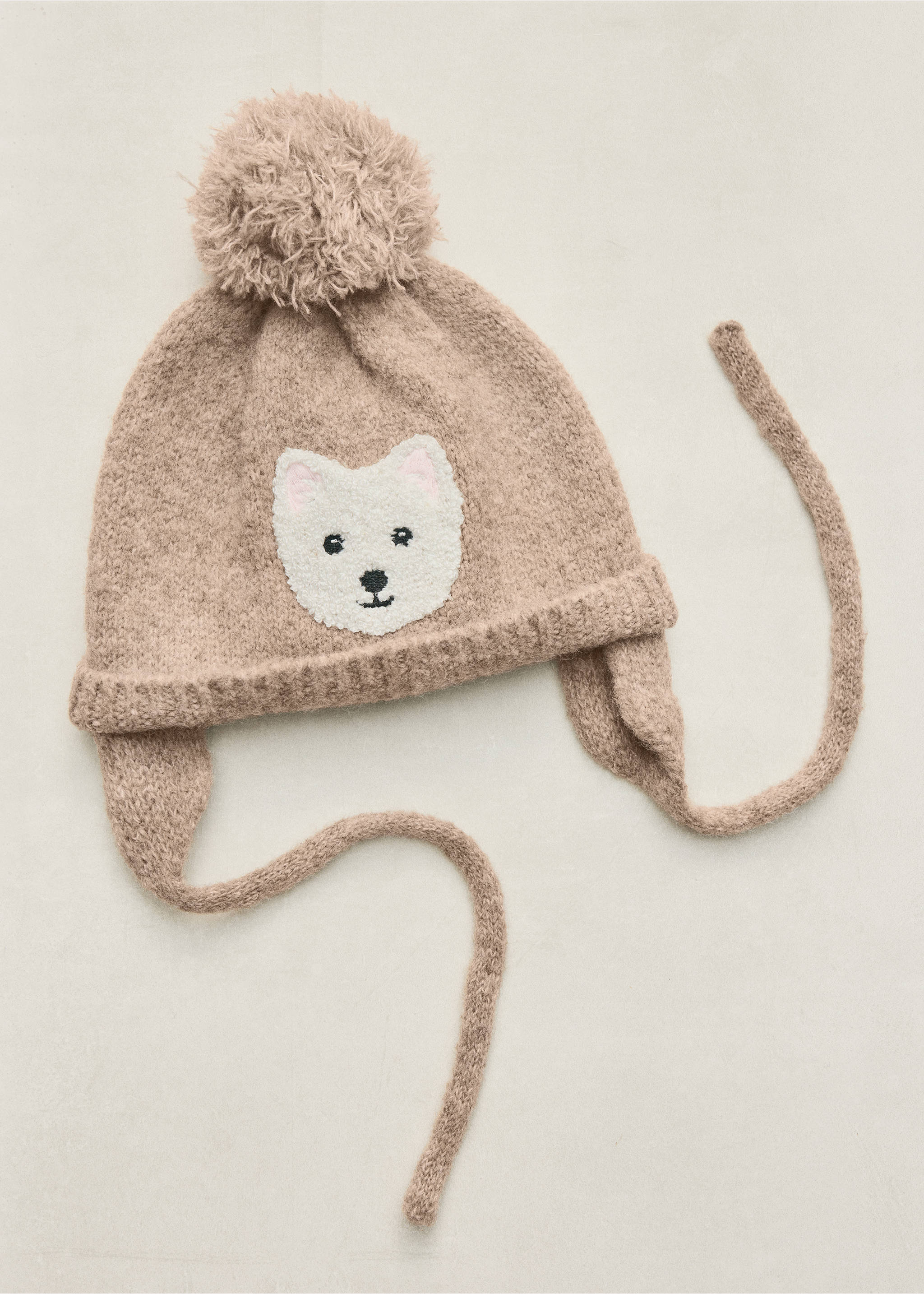 Puppy knit hat - Details of the article 5, Sand. Ref: 37007935-00.