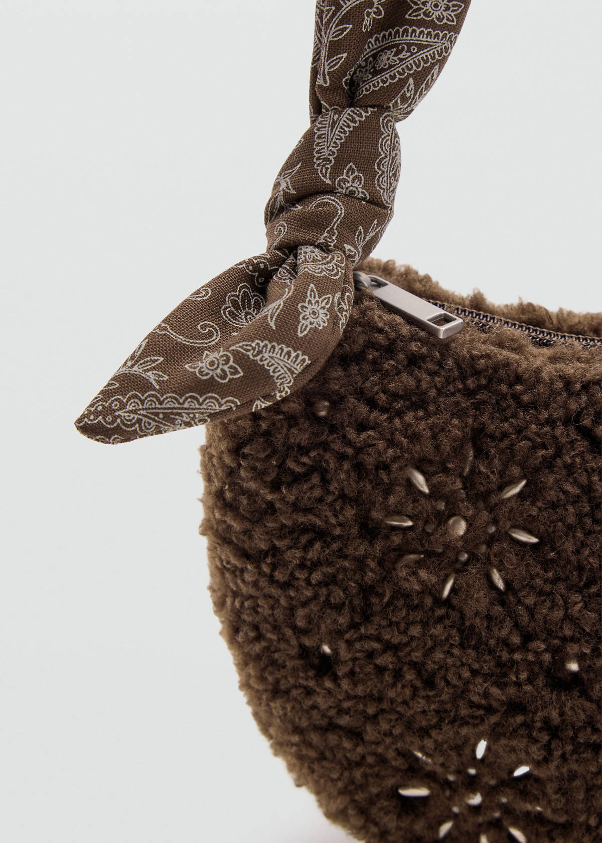 Shearling crossbody bag — Chocolate