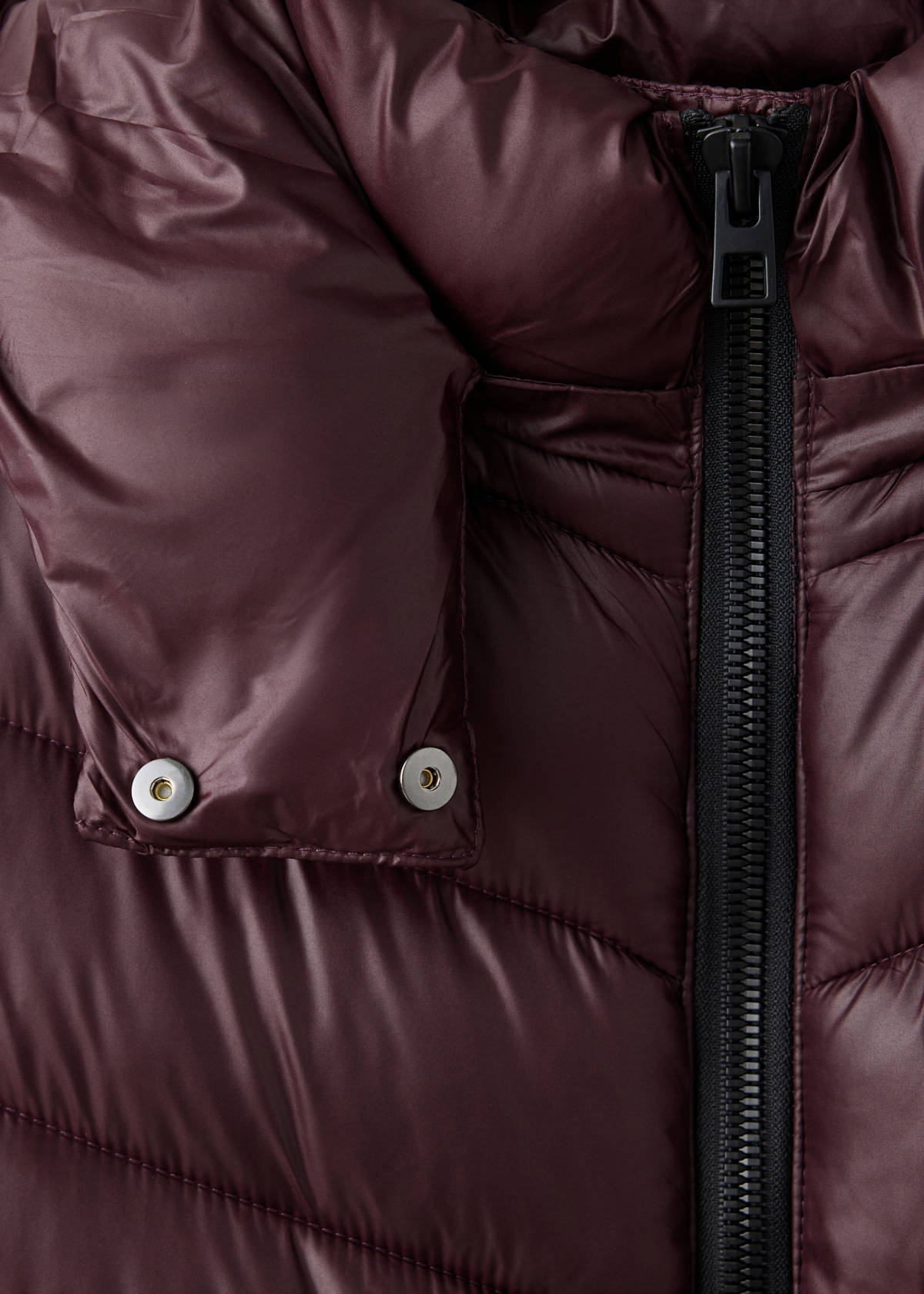 Midi quilted anorak with hood — Burgundy
