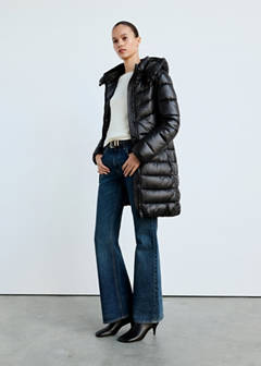 Midi quilted anorak with hood — Black 2