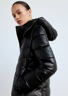 Midi quilted anorak with hood — Black 4