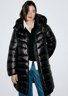 Midi quilted anorak with hood — Black 5