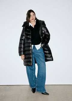 Midi quilted anorak with hood — Black 7
