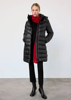 Midi quilted anorak with hood — Black 12