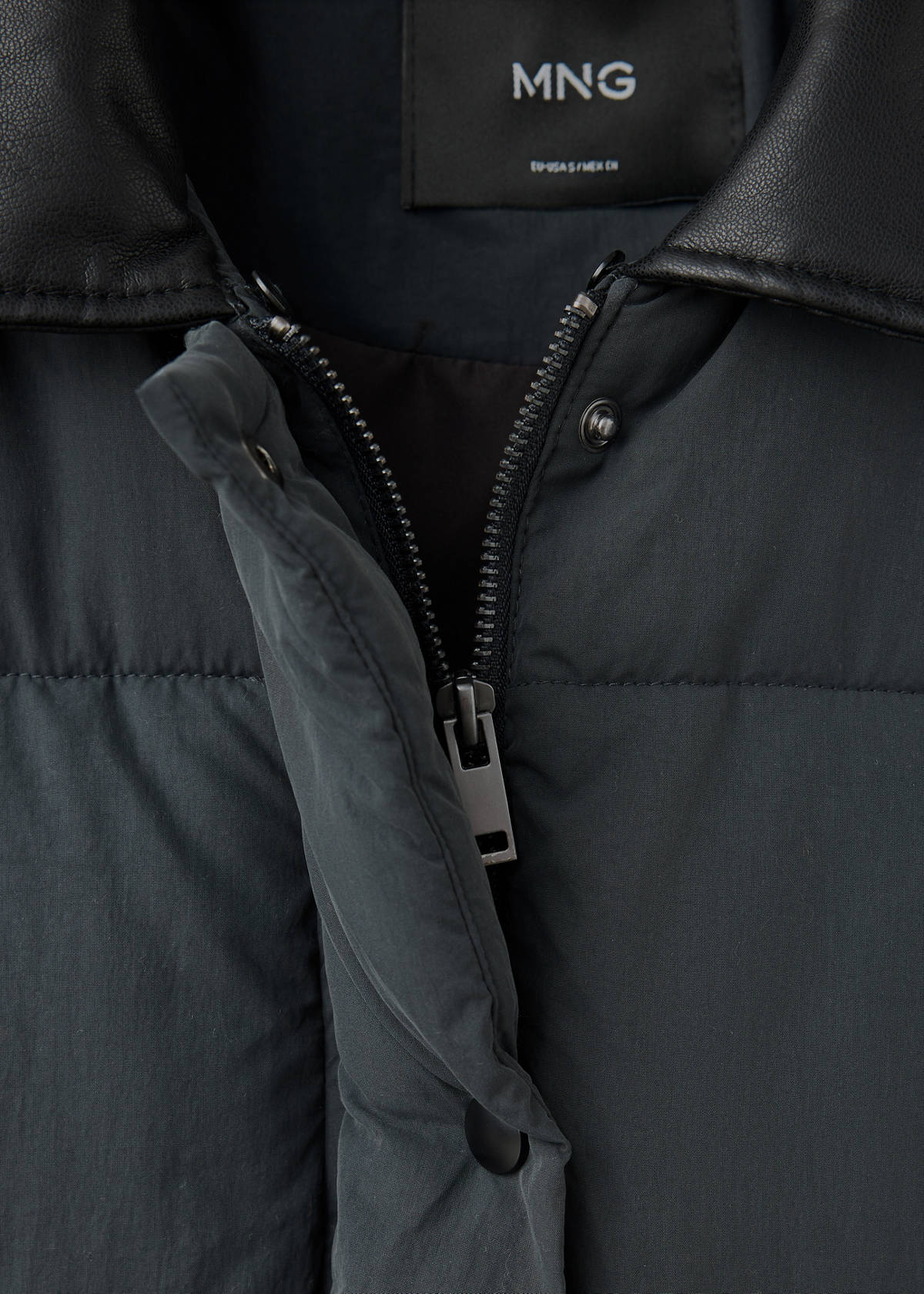 Fur collar puffer coat — Charcoal