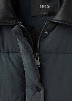 Fur collar puffer coat — Charcoal 8