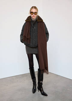 Fur collar puffer coat — Charcoal 10