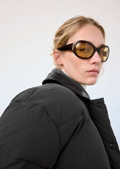 Fur collar puffer coat — Charcoal 12