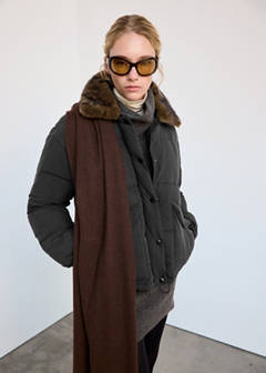 Fur collar puffer coat — Charcoal 13