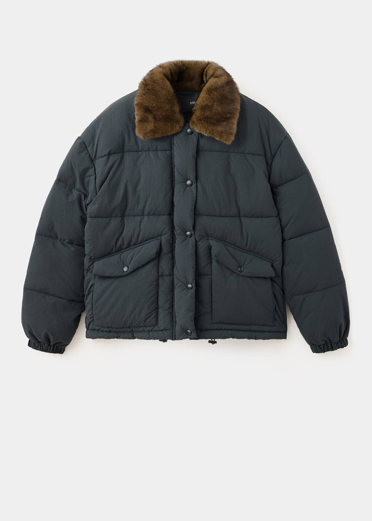 Fur collar puffer coat — Charcoal