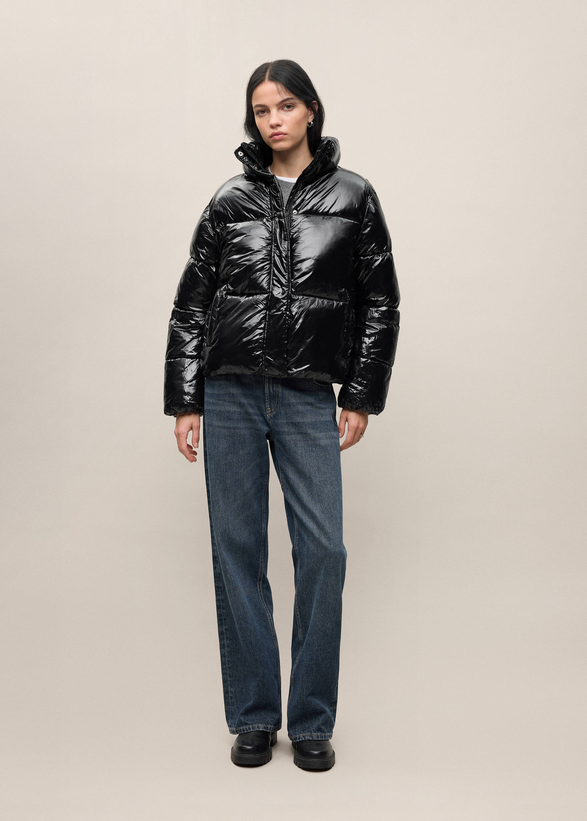 Shiny quilted anorak - General plane