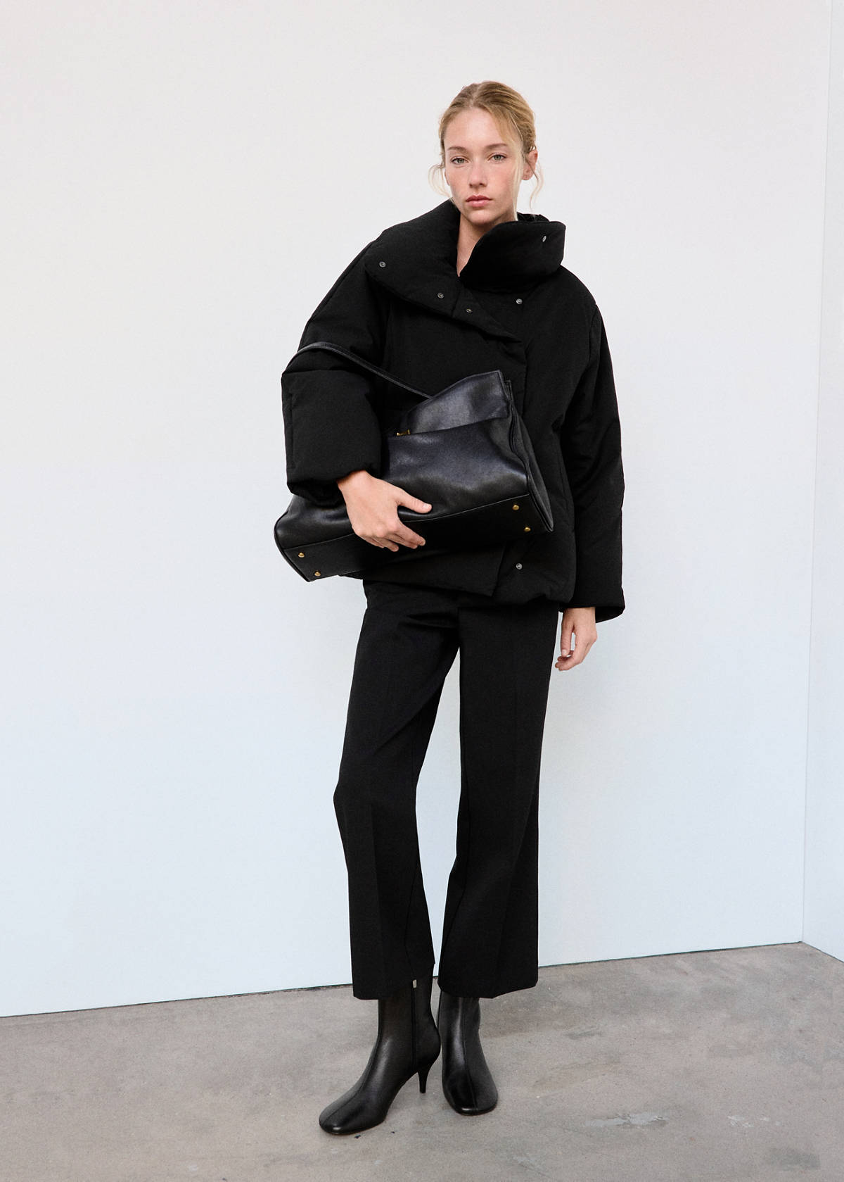Padded anorak with funnel neck — Black
