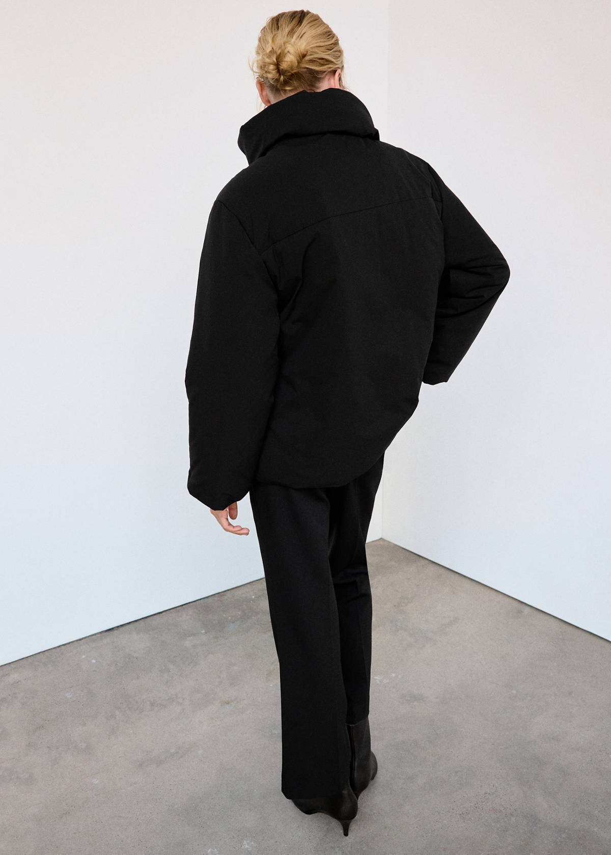 Padded anorak with funnel neck — Black