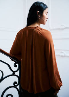 Textured ruffled blouse — Ochre 4