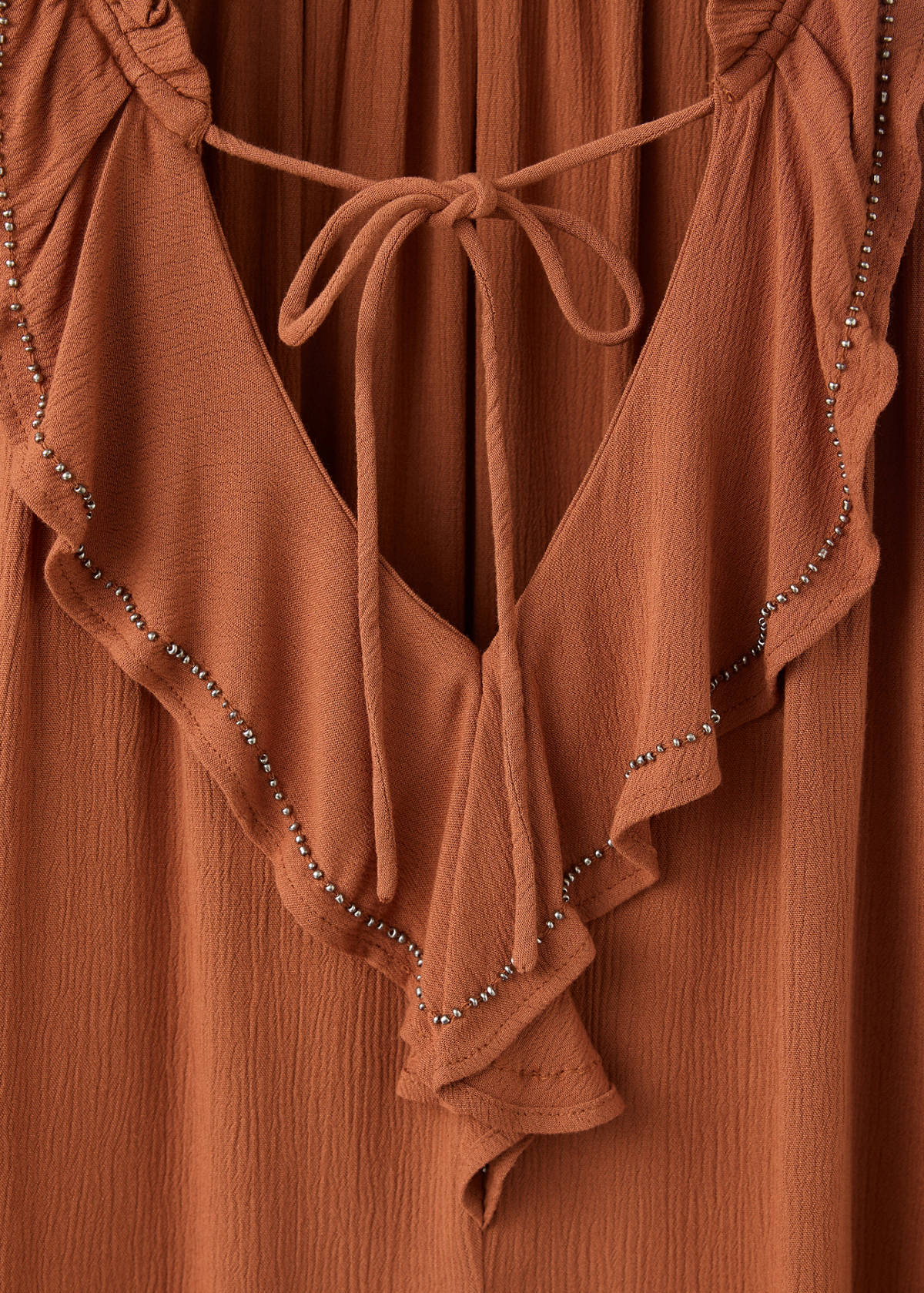 Textured ruffled blouse — Ochre