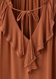 Textured ruffled blouse — Ochre 6
