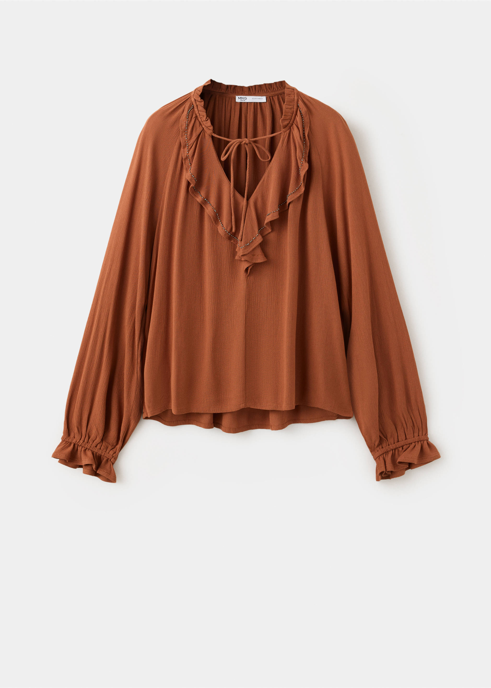 Blusa textura volantes - Artículo sin modelo, Ocre. Ref: 37008279-00.
